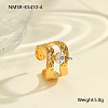 304 Stainless Steel Pave Clear Cubic Zirconia Cuff Open Rings FS-WG263B4-07-1