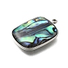 304 Stainless Steel Pave Natural Paua Shell Pendants STAS-Z125-01I-P-2