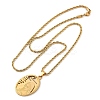 201 Stainless Steel Embossed Virgin Mary Pendant Rope Chain Necklaces NJEW-S387-08G-4