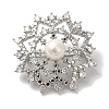 Rack Plating Brass Pave Clear Cubic Zirconia Flower Brooches KK-S391-04P-1