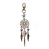 Synthetic Turquoise Starfish Turtle & Alloy Woven Net/Web with Feather Pendant Decorations HJEW-JM03126-4