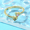 Brass Micro Pave Cubic Zirconia Open Cuff Rings for Women RJEW-R005-07G-2