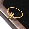 304 Stainless Steel Cuff Rings for Women RJEW-D285-01G-Y-6