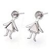 Rhodium Plated 925 Sterling Silver Stud Earring Findings STER-T004-39P-2