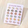 304 Stainless Steel Enamel Stud Earrings EJEW-B009-18G-1