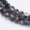 Half Plated Faceted Rondelle Electroplate Glass Bead Strands X-EGLA-D020-6x4mm-12-3