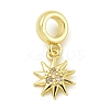 Rack Plating Brass Pave Clear Cubic Zirconia Sun European Dangle Charms KK-Z067-39G-1