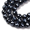 Electroplated Natural Agate Beads Strands G-B191-A07-6mm-18-3
