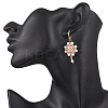 Flower with Cross 304 Stainless Steel Earrings Glass Seeds Leverback Earrings EJEW-MZ00507-05-2