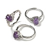 Oval Natural AmethystAdjustable Rings RJEW-Q818-01P-03A-1