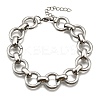 304 Stainless Steel Flat Round Link Chain Bracelets for Women BJEW-R021-08P-4