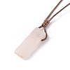 Natural Rose Quartz Nugget Pendant Necklace with Waxed Cord for Women NJEW-F306-01G-3