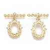 Brass Micro Pave Clear Cubic Zirconia Toggle Clasps LS-KK-T051-24G-NF-1