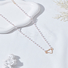 1Pc Zinc Alloy & ABS Plastic Imitation Pearl Heart Pendant Necklaces NJEW-LP0009-4KCG-3