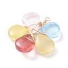 Wire Wrapped Glass Pendants PALLOY-JF01318-02-4