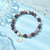 8mm Round Natural Plum Blossom Tourmaline Beaded Stretch Bracelets BJEW-JB10469-02-2
