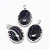 Natural Black Striped Agate/Banded Agate  Pendants G-D851-18-1