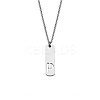 304 Stainless Steel Rectangle with Laser Cut Initial Pendant Necklaces FS-WG71FEF-20-1