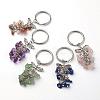 5Pcs Natural Gemstone Keychain KEYC-JKC00106-S-1