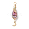 3Pcs 3 Styles Electroplated Natural Quartz Crystal Copper Wire Wrapped Pendants PALLOY-JF02586-05-3