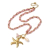 Starfish & Mermaid Tail Shape 304 Stainless Steel Enamel Pendant Necklaces NJEW-L465-08G-4