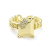 Brass Pave Cubic Zirconia Open Cuff Rings RJEW-M170-14G-2