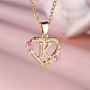 Brass Rose Flower Heart with Letter Pendant Necklaces FS-WGF6950-11-1
