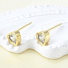 Brass Micro Pave Clear Cubic Zirconia Stud Earrings for Women EJEW-F363-02G-4