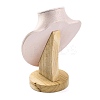 Bust Shaped Microfiber & Wood Jewelry Necklace & Earrings Display Stands NDIS-H042-01A-03-2