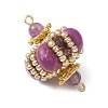 Dyed Synthetic Imperial Jasper & Handmade Glass Seed Beaded Rhombus Connector Charms PALLOY-MZ00960-05-3