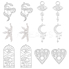 12Pcs 6 Styles Divination Theme 201 Stainless Steel Pendants STAS-DC0012-70-1