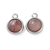 Natural Strawberry Quartz Half Round Charms STAS-L022-397A-P-1