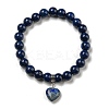 8.5mm Round Natural Lapis Lazuli Dyed Beaded Stretch Bracelets BJEW-C074-01K-2