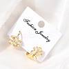 Flower Brass Hoop Earrings EJEW-S256-01B-G-2