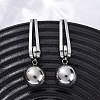 304 Stainless Steel Round Dangle Stud Earrings EJEW-Z098-31P-2