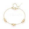 Adjustable Brass Beaded Slider Bracelets for Women BJEW-T022-24G-5