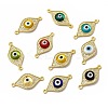 Rack Plating Real 18K Gold Plated Brass Micro Pave Clear Cubic Zirconia Connector Charms ZIRC-L102-02G-1