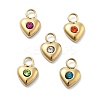 Heart 304 Stainless Steel Rhinestone Charms STAS-L283-30G-1