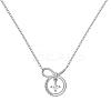 Round Ring 925 Sterling Silver Pave Cubic Zirconia Pendant Necklaces for Women NJEW-F338-01P-2