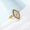 Brass Micro Pave Cubic Zirconia Cuff Open Rings for Women RJEW-K264-09B-G-2