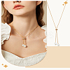 1Pc 1MM Brass Round Snake Chain Slider Lariat Necklaces NJEW-LP0009-12G-1