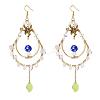 Natural Quartz Crystal Chips Beaded Big Teardrop Dangle Earrings EJEW-SW00016-01-1
