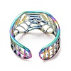Ion Plating(IP) 304 Stainless Steel Hollow Spider Web Open Cuff Ring for Women RJEW-M149-25RC-2
