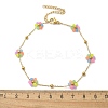 304 Stainless Steel & Synthetic Stone Daisy Flower Chain Anklets for Women AJEW-B031-01G-01-5