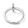 Rack Plating Brass Cubic Zirconia Arabic Letters Adjustable Rings for Women RJEW-S407-10P-08-3