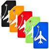 5Pcs 5 Colors Rectangle with Airplane Pattern Silicone Luggage Tag DIY-SP0002-77A-1