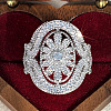 Brass Micro Pave Cubic Zirconia Finger Rings for Women FS-WGE2DD0-01-3