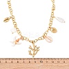 304 Stainless Steel Coral Shape & Resin Shell & Plastic Imitation Pearl Pendant Necklaces for Women NJEW-F352-01G-5
