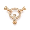 Brass Micro Pave Clear Cubic Zirconia Fold Over Clasps KK-Q074-19G-1