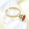 Brass Enamel Open Cuff Rings for Women RJEW-F179-08G-04-5